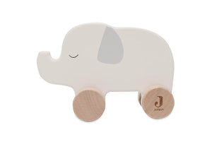 Kleiner Holz-Elefant auf Rädern als kleine Geschenkidee von Jollein