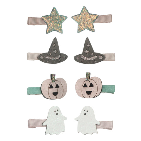 Kleine Haarspangen mit Halloween-Motiven, 8er Set