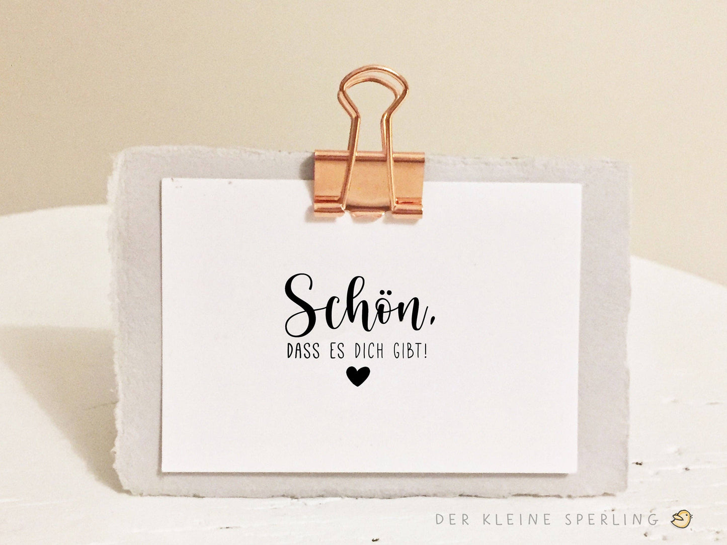 Stempel mit "Schön, dass es dich gibt!" von Der kleine Sperling