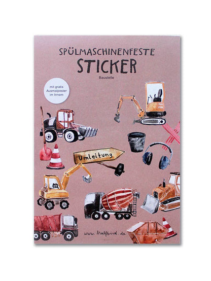 Halfbird - Spülmaschinenfeste Sticker "Baustelle"