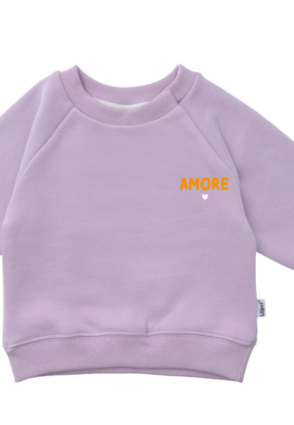 Lila Sweatshirt mit "Amore" Print, Größe 62-116