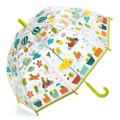 Durchsichtiger Regenschirm "Fröschlein" mit Frosch-Motiv für Kinder