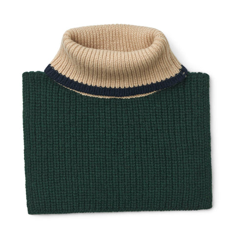 Praktischer Halswärmer "Meack roll neck" von Liewood in grün/beige