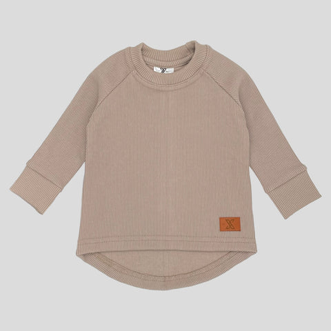 Beige/Braunes Sweatshirt mit Rippstruktur von By Xavi, verschiedene Größen