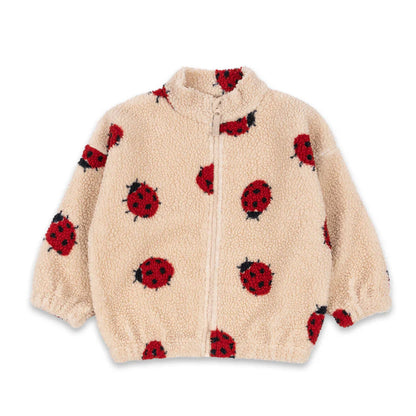 Kuschelige Jacke mit Marienkäfer-Motiv von Konges Slojd (Modell: "Jody Jacke - Ladybug Sand")