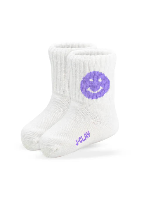 Socken mit lila Smiley für Babys und Kinder bis Größe 34