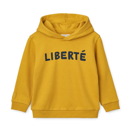 Senfgelber Hildur Printed Hoodie mit Aufdruck "Liberte" von Liewood, Größe 92-122