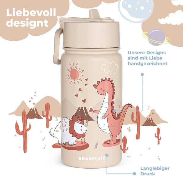 Thermo-Trinkflasche mit Dino-Motiv für Kinder