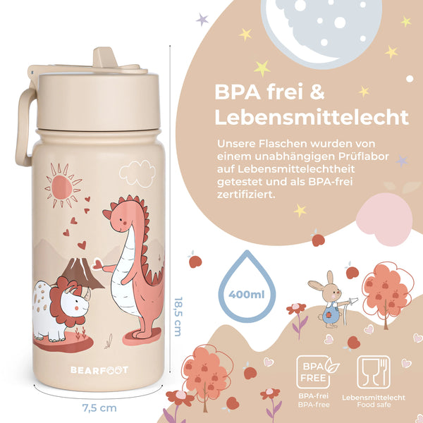 Thermo-Trinkflasche mit Dino-Motiv für Kinder