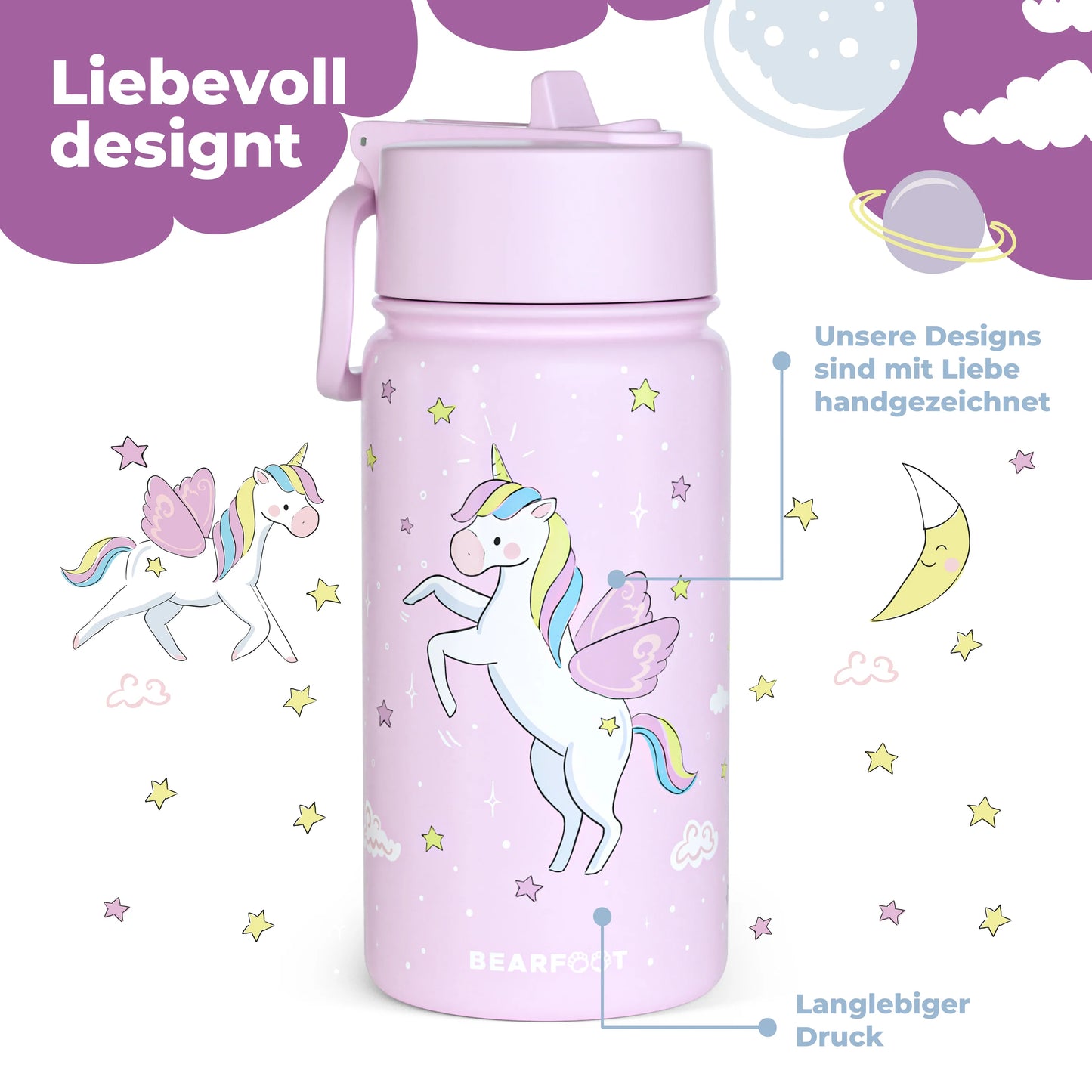 Thermo-Trinkflasche mit Einhorn-Motiv für Kinder