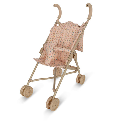 Rosa Puppenbuggy "Bloomie Blush" mit floralem Motiv von Konges Slojd