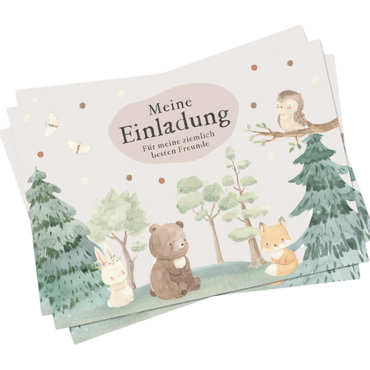 Einladung zum Thema "Waldtiere" für den Kindergeburtstag