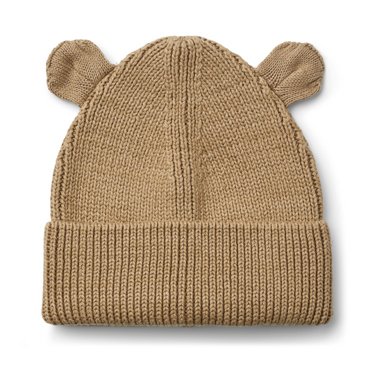 Beige Strickmütze mit Teddyohren, 5-6 Jahre